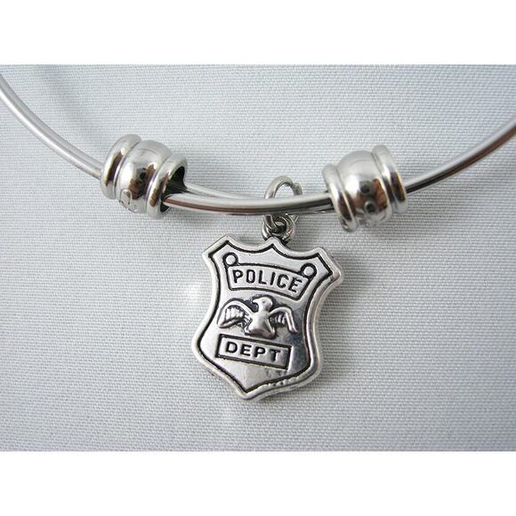 Police Dept Officer Detective Constable Badge Bangle Jewelry - Picture 2 of 5